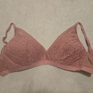 Knix Lace Deep V Wireless Bra In Pink Sorbet